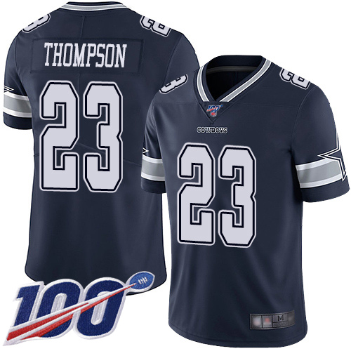 Men Dallas Cowboys Limited Navy Blue Darian Thompson Home 23 100th Season Vapor Untouchable NFL Jersey